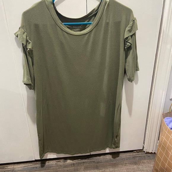 Olive Ruffle Maternity Shirt - Picture 1 of 5